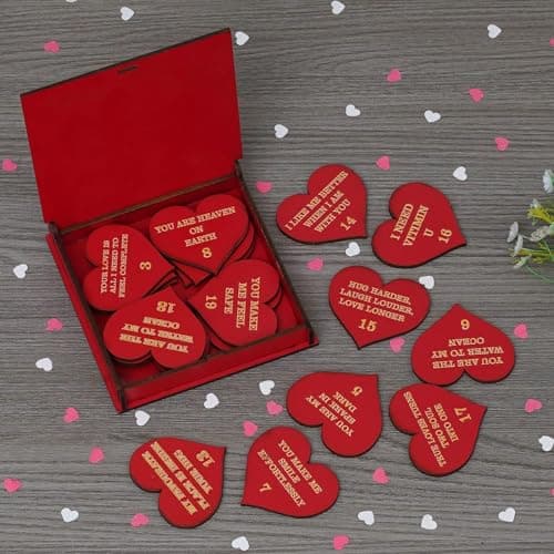 Webelkart Premium 20 Romantic Reasons Why I Love You Message Wooden Box for Valentine's Day - Gift for Couples, Girlfriend