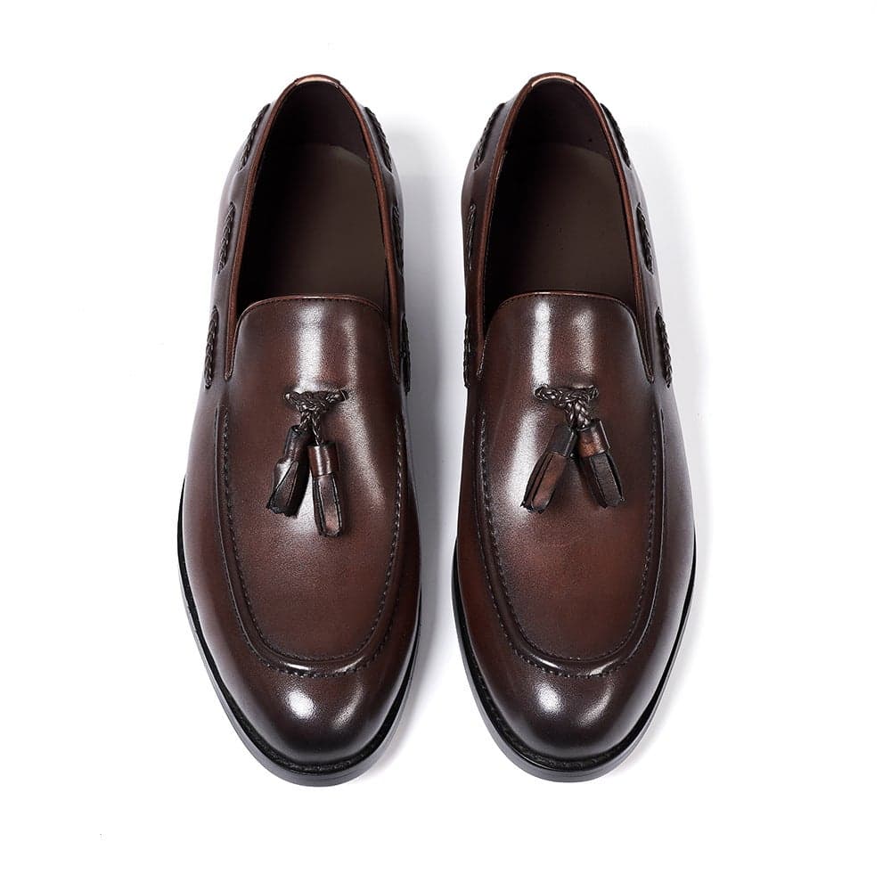 New Tassel Loafers Men's Genuine Leather Cowhide Pointed Slip-on Men's Shoes Business Casual Leather Shoes Men's Dress Shoes