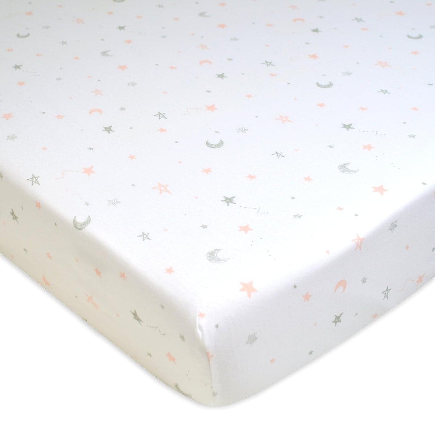 American Baby Company 100 Natural Cotton Fitted Crib Sheet 52 x 28 Soft Breathable Hypoallergenic Gentle Toddler Bed Sheet Pink Stars and Moons Neutral for Boys Girls