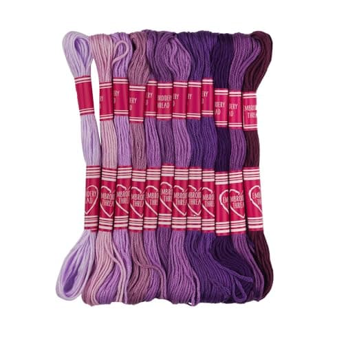 Friendship Bracelet String 12 Skeins, Embroidery Floss Cross Stitch Embroidery Thread Floss Bracelet Making Yarn, Craft Floss (Purple Series)