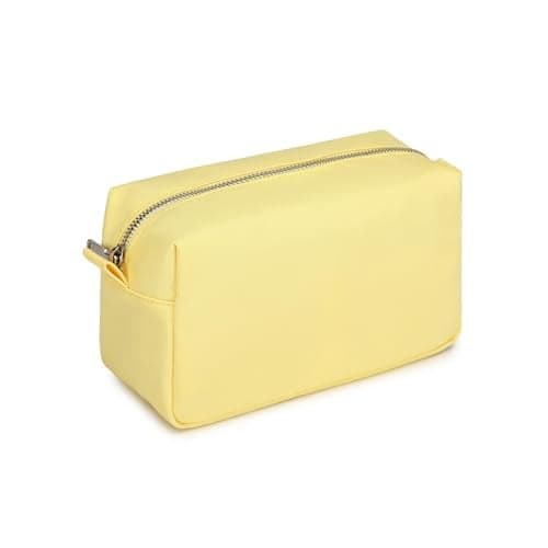 YONBEN Organizer Bag Lightweight Cosmetic Bag with Ring Clasp Perfect Travel Makeup Bag for Women nylon Stand Up Design YellowNylon