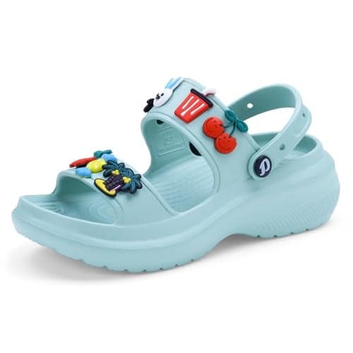 DOCTOR EXTRA SOFT Women Classic Charms Cushion Sandals/Clogs With Adjustable Back Strap | Comfortable & Lightweight | Stylish & Anti-Skid | Waterproof Casual Daily Mules D-552, Pista, 4 UK