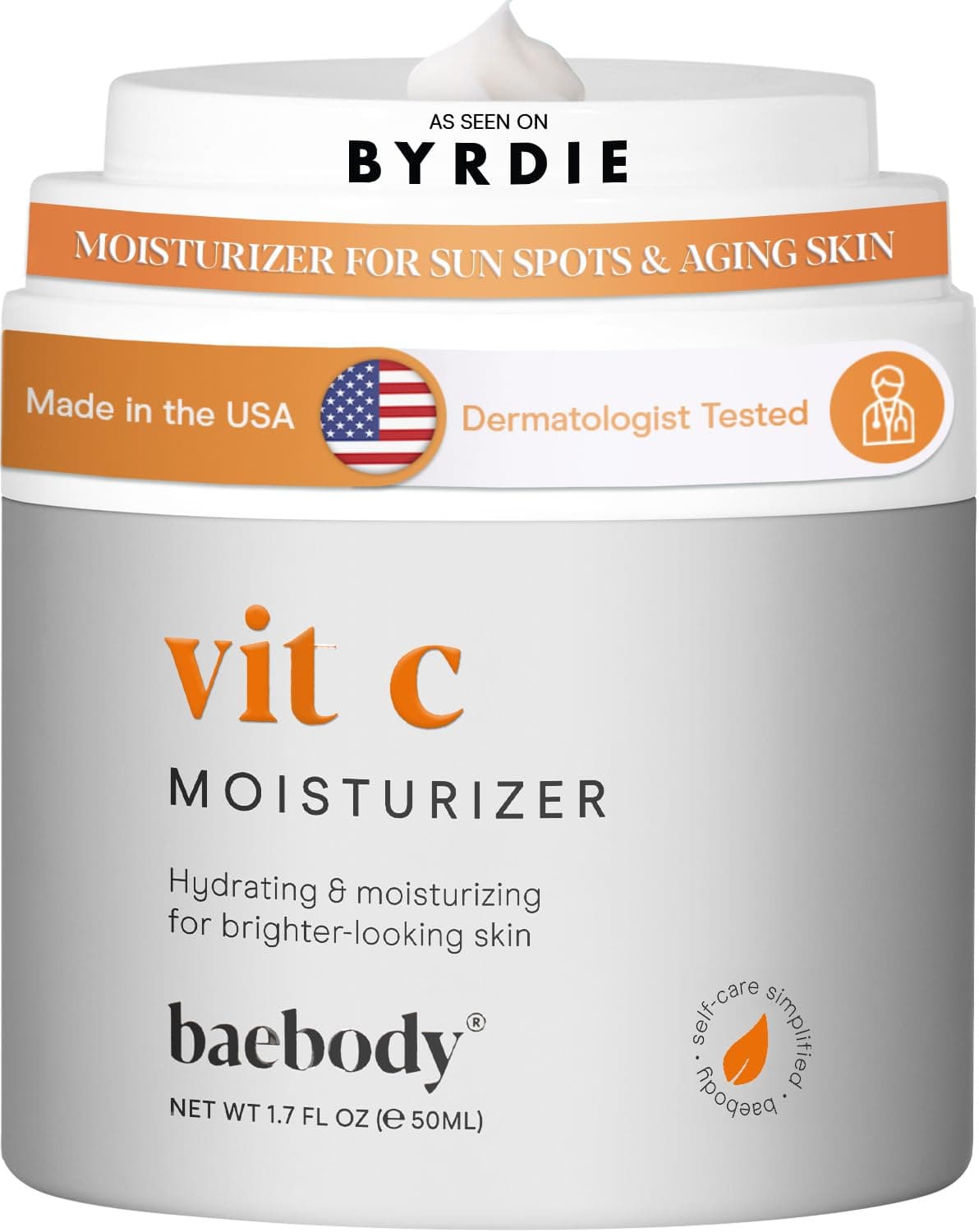 Baebody Made in USA Vitamin C Face Moisturizer Brightening Vitamin C Cream Moisturizer with Jojoba Oil Anti Aging and Hydrating 17 fl oz50 ml