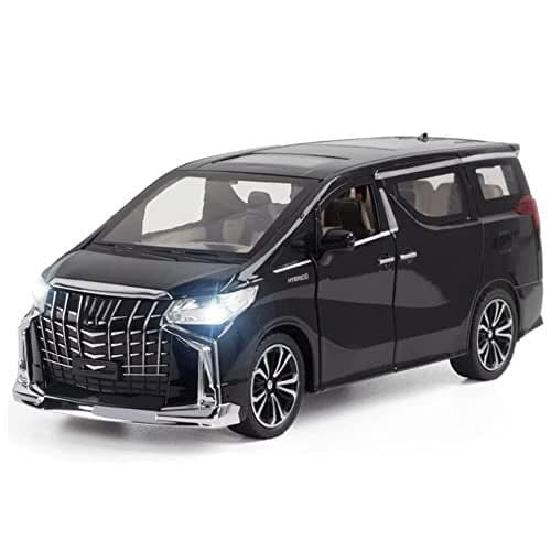 Coelon 1:24 Die Cast Metal Toy Car Alpherd Model Car Light Sound Pull Back, Black