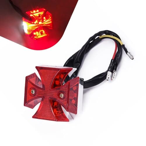 Dogary LED Rear Tail Brake Light Cross High Brightness Modified Tail Light for License Plate Brake Turn Signal Lamp Waterproof Housing Integrated Running Lamp Universal for Most Motorcycle Red