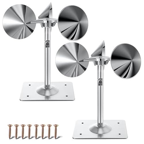 2 Pack Reflective Spinning Bird Deterrent, Wind Powered Aluminum Bird Repeller Scarer Deterrent Devices Outdoor, Repels All Birds Pigeons Sparrows Woodpeckers for Garden Railing Roof Adjustable Neck