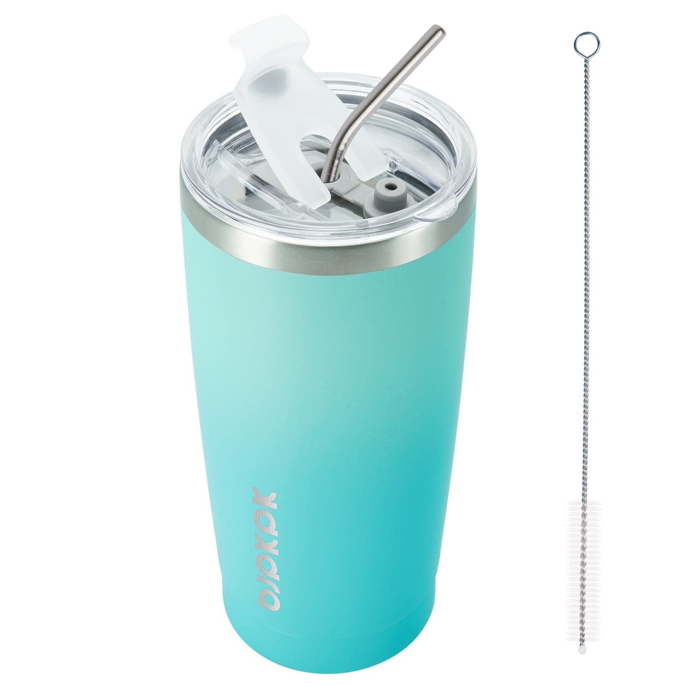 BJPKPK 20 oz Insulated Tumbler Stainless Steel Color Block Coffee Mug Vacuum Double Wall Thermal Travel Cup With Lids And StrawMint