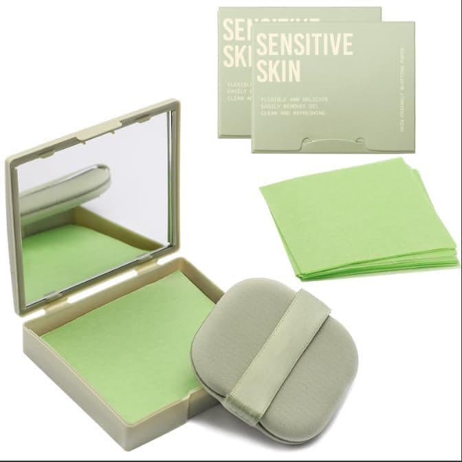 Oil Blotting Sheets for Face With Travel Makeup Mirror-3 Pack(total 300 sheets), Blotting Papers for Face, Oil Absorbing Sheets for Face, Makeup Friendly, Blotting Papers for Oily Skin