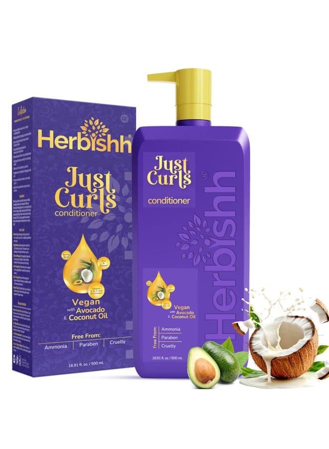 Just Curls Vegan Shampoo and Conditioner + Deep Conditioner for Curly Hair Products Kit Enriched with Avocado & Coconut Oil for Dry Damaged, Wavy, Curly Hair Gift set for Women & Men