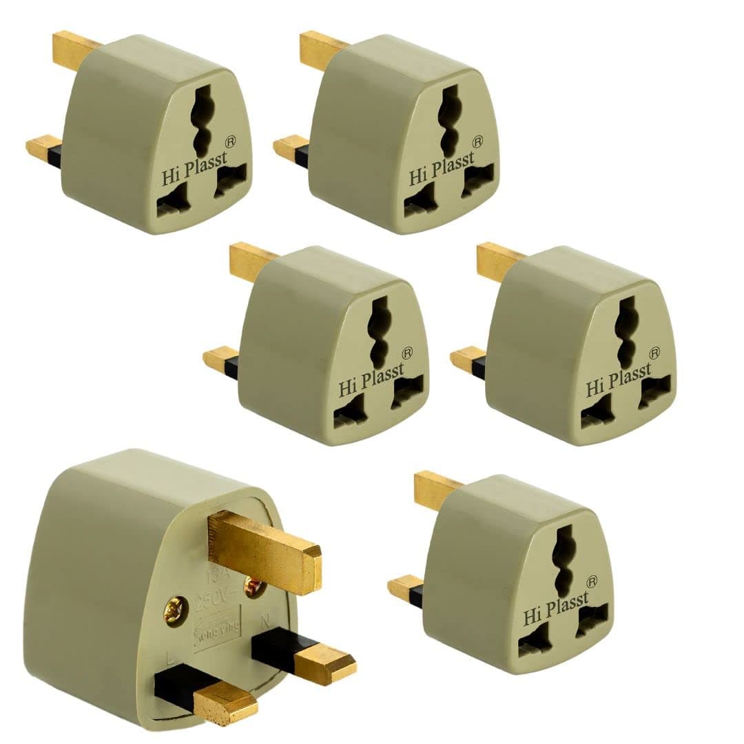 HiPlasst TypeG Plug Travel Adapter UKLondon Converter Pack of 5 Universal Socket for Indian Pins for England Dubai Hongkong Singapore Ireland Kenya Macau