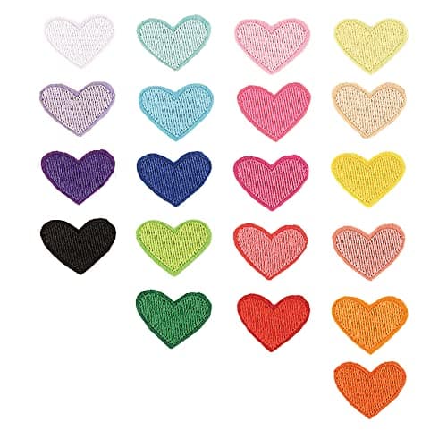 Heart Shaped Iron On Patches Cute Colorful Embroidered Sew On Love Applique Patches for Clothing Repair and Decoration 20PCS
