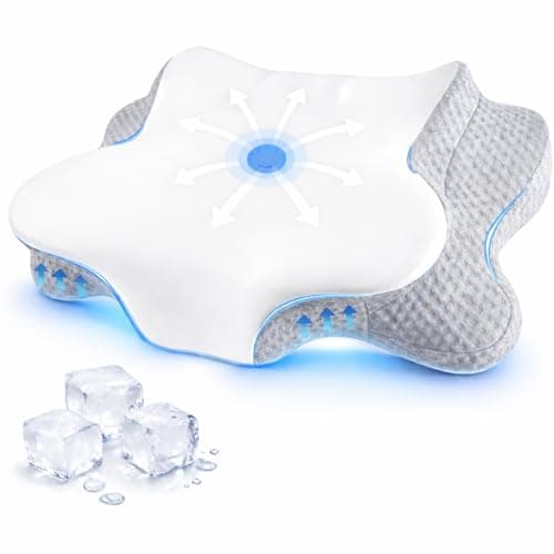 Cervical Neck Pillow Memory Foam Pillow for Pain Relief Sleeping Ergonomic Neck Support Contour Pillows for Side Back Stomach SleepersOrthopedic Breathable Pillowcase Grey White