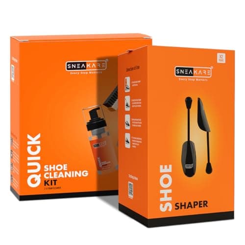 SNEAKARE Quick Kit With Foam Cleaner - Contains 2 x 150ml Foam Shoe Cleaner, Medium Brush & Shoes Shaper - White Sneakers Cleaning Kit, Leather, Suede, Nubuck, Canvas - Sports Shoes Cleaner