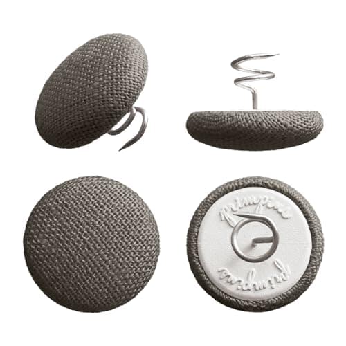 Primpins Short Upholstery Pins Classic Linen 20 Colors Available Fabric Covered Button Twist Pins Keeps Furniture Covers in Place Set of 12 Ash Brown