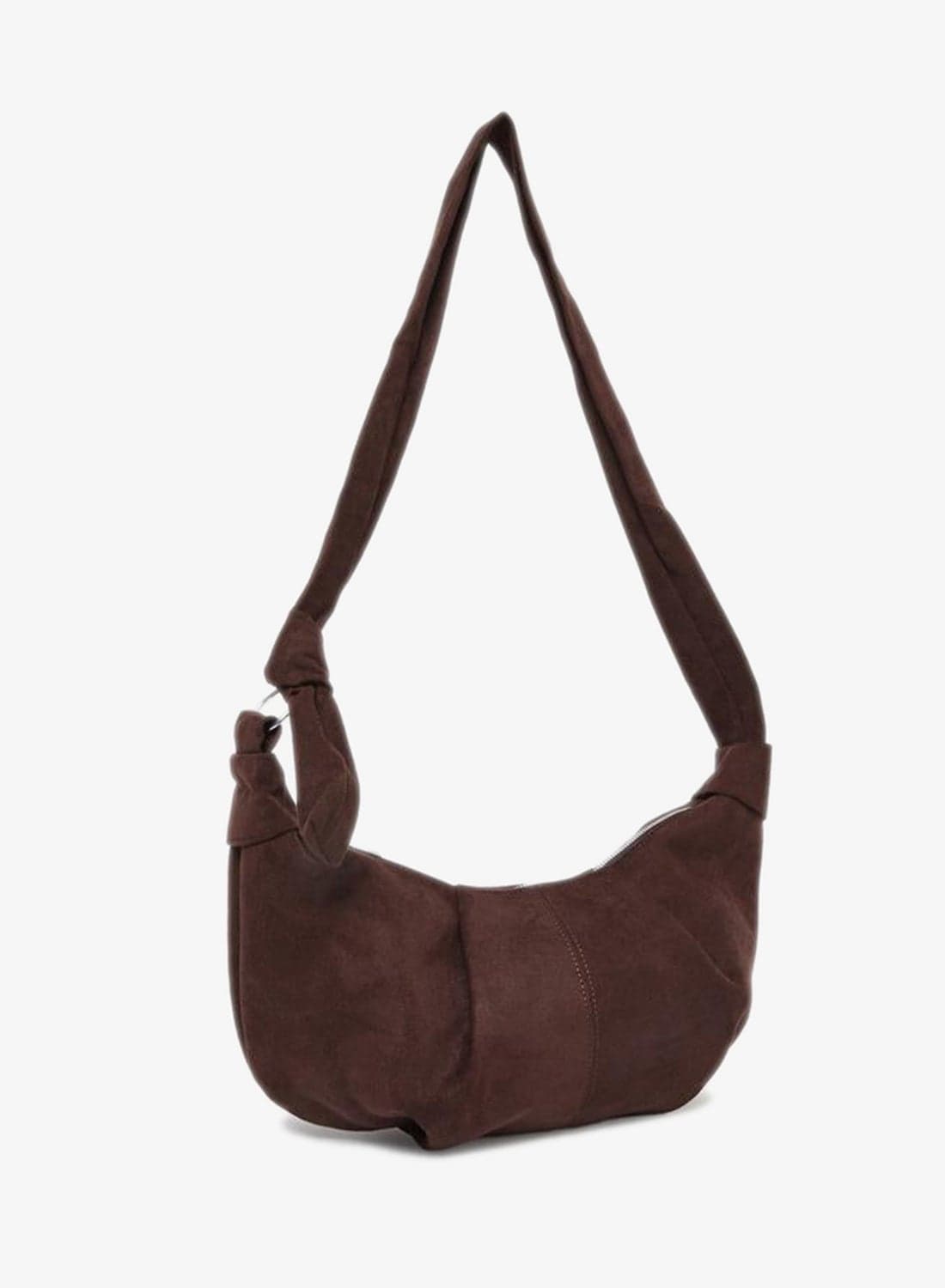 Women Brown Suede Half Moon Shoulder Bag