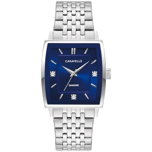 Caravelle by Bulova Men's Modern Diamond 3-Hand Quartz Steel Tonneau Watch