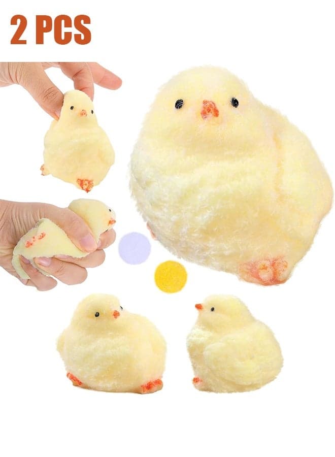 2 Pcs Soft Silicone Squishy Fidget Toys – Kawaii Chick Stress Relief Squeeze Toys for Stress Relief Sensory Toys, Squishies for Adults Party Favors Pinch Family Squishy Toys