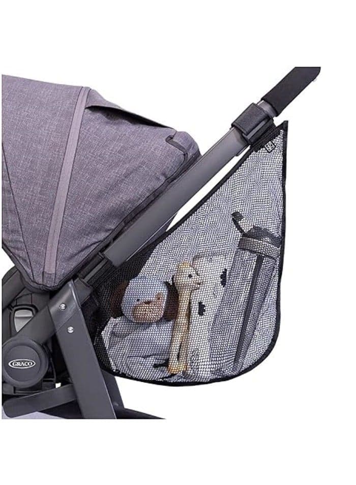 Side Sling, Universal Fit Stroller Mesh Cargo Net and Organizer, Extra Stroller Storage Space, Non-Slip and Adjustable Straps, Black