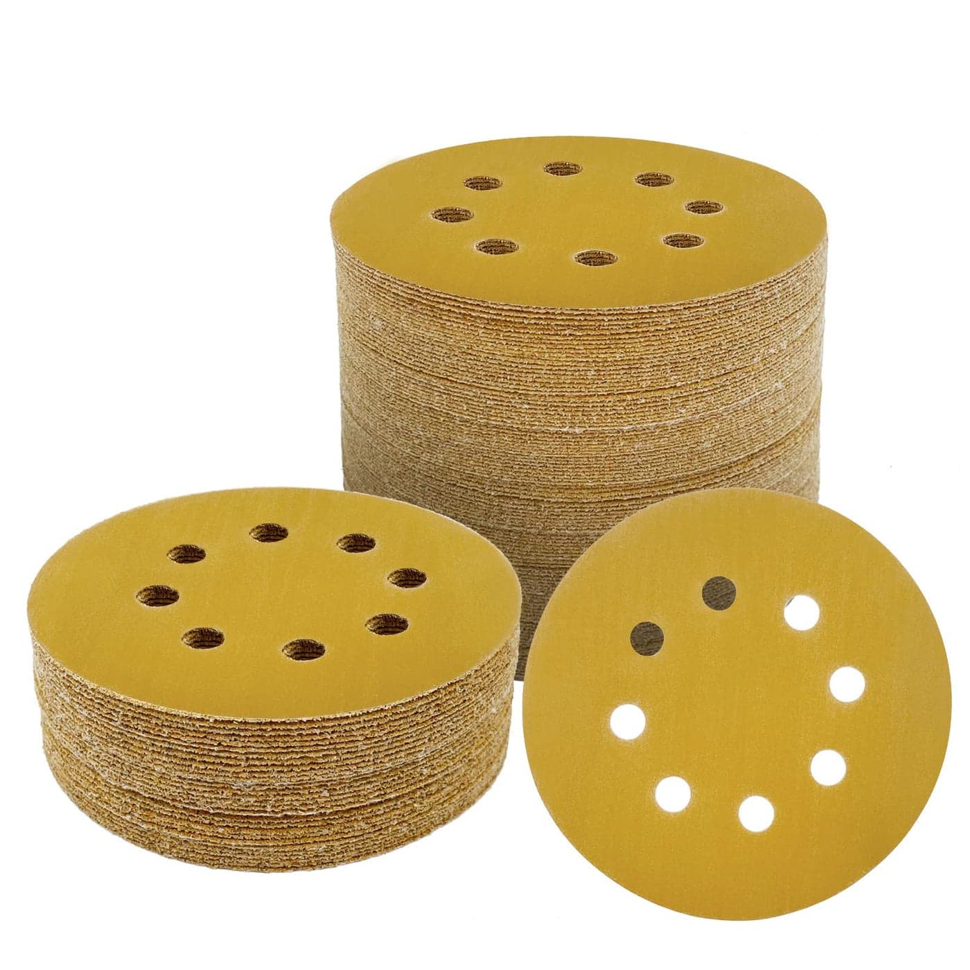 QYQRQF 100pcs 5 Inch Sanding Discs Hook and Loop 320 Grit 8 Holes Sandpaper Round Orbital Sander Paper for Woodworking Car Boat Metal Polishing