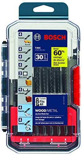Bosch T30C 30 pc TShank Jig Saw Blade Set for Wood and Metal