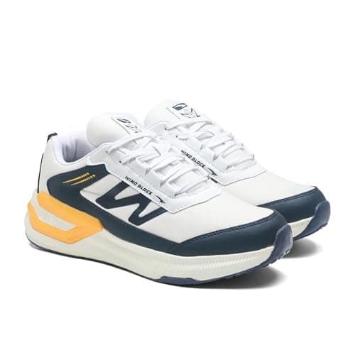 ASIAN Civic-01 Men s Sports Running Shoes | Lightweight Sneakers with Breathable Mesh Upper, Shock-Absorbing Cushion Midsole & Non-Slip Outsole for Running, Walking & Gym(OFFWHTNAVY)-UK 9