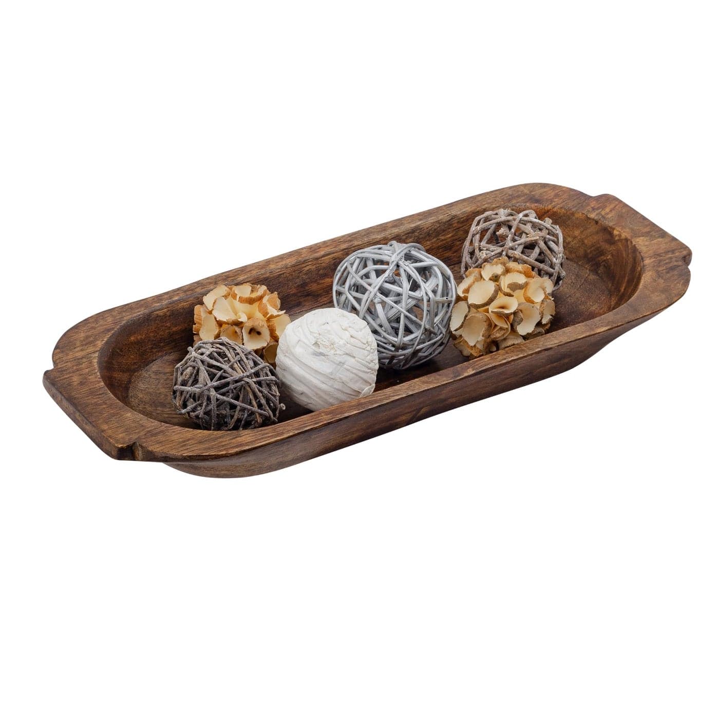 Mie Creations 16 Large Wooden Dough Bowl for Decor Huge Decorative Centerpiece Oval Rustic Dough Bowls for Table Handmade Long Wood Bowl Thanksgiving Christmas Festival Dining Decorations