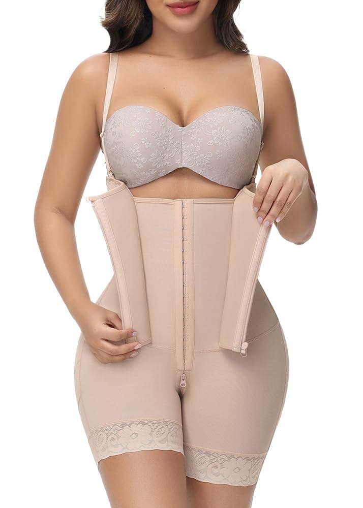 M MYODRESS fajas moldeadoras de cintura y abdomen stage 2 faja shecurve post surgery tummy tuck compression garment full body zipper corset shapewear waist trainer for women plus size strapless faja