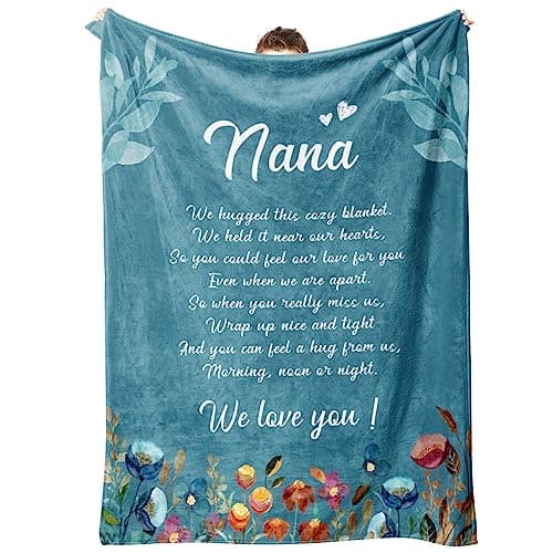 Afterprints Nana Gifts, Blanket with Flowers & Letter Print, Mothers Day, Birthday Gifts for Nana from Grandkids, Soft Throw Blankets 50" x 60"
