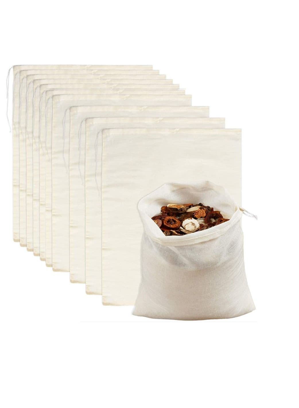 Filter Bag, Cheesecloth Bags Reusable, 10 Pieces Cheese Cloths for Straining, Cotton Muslin Unbleached Herbs Tea Coffee Cooking Brewing Straining (8 x 12 Inch)