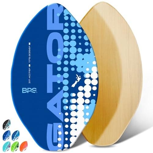 BPS Gator 30 Skim Board Epoxy Coated Wood Skimboard with Traction Pad No Wax Needed Skimboard for Kids and Adults Dark Blue