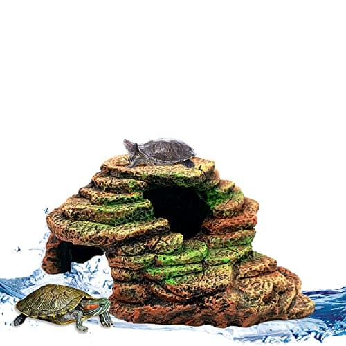JAINSONS PET PRODUCTS Resin Shale Step Ledge For Aquarium Decoration & Terrariums, Adds Hiding Spots, Swim Through, Basking Ledge For Fish, Reptiles, Amphibians, & Small Animals, Use Only One Turtle