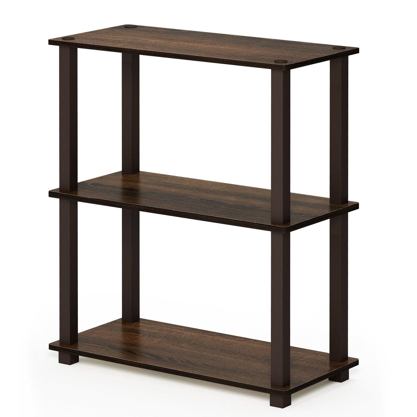 Furinno TurnSTube 3Tier Compact Multipurpose Shelf with Square Tube WalnutBrown 18025WNBR