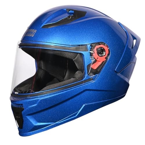 Studds Raider Super Isi Certified Full Face Motorcycling Helmet for Men and Women with Spoiler and Clear Visor(Flame Blue-L)