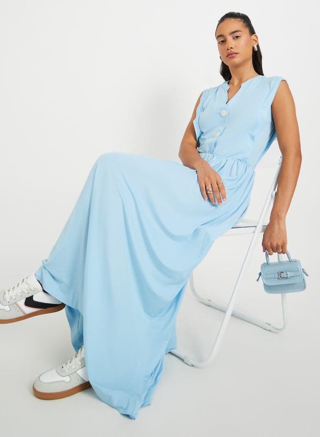 Button Front Maxi Dress — M