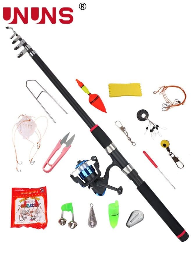 Fishing Pole And Reel Combo,1.8m Telescopic Fishing Rod With Spinning Reel Lures Set,Full Fishing Accessory,Saltwater Freshwater Collapsible Fishing Kit,For Beginner Fisherman Adults Teens Kids