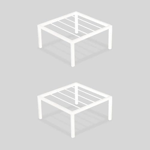 BonKaso Square (Pack of 6) Metal Plant Stand for Balcony & Garden (25.4x 25.4 x 12.7 cm) | Flower Pot Holder for Indoor & Outdoor Use | Decorative Planter Stand for Living Room & Home Decor- White