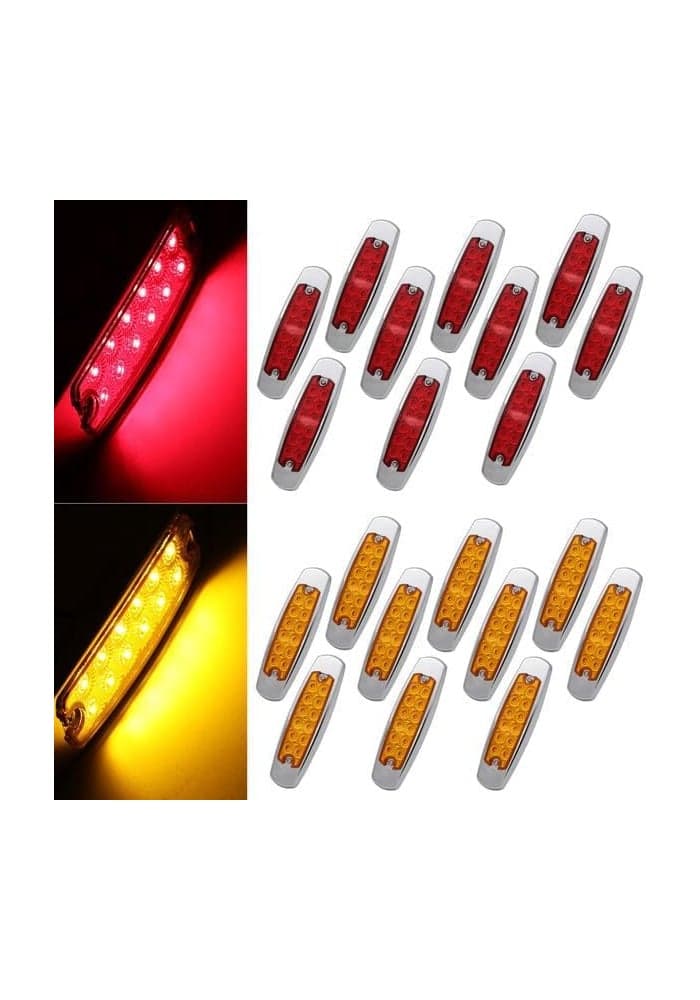 Ledvillage 6.5 Inch Rectangle Trailer Marker Tail Light - 20 Pcs Amber & Red LED Lights
