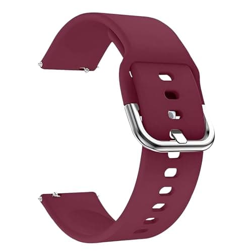 Punnk Funnk Silicone 19mm Replacement Band Strap with Metal Buckle Compatible with ColorFit Pulse, ColorFit Pro 2, Boat Storm Smart Watch & Watches with All 19mm Lugs(Wine Red)