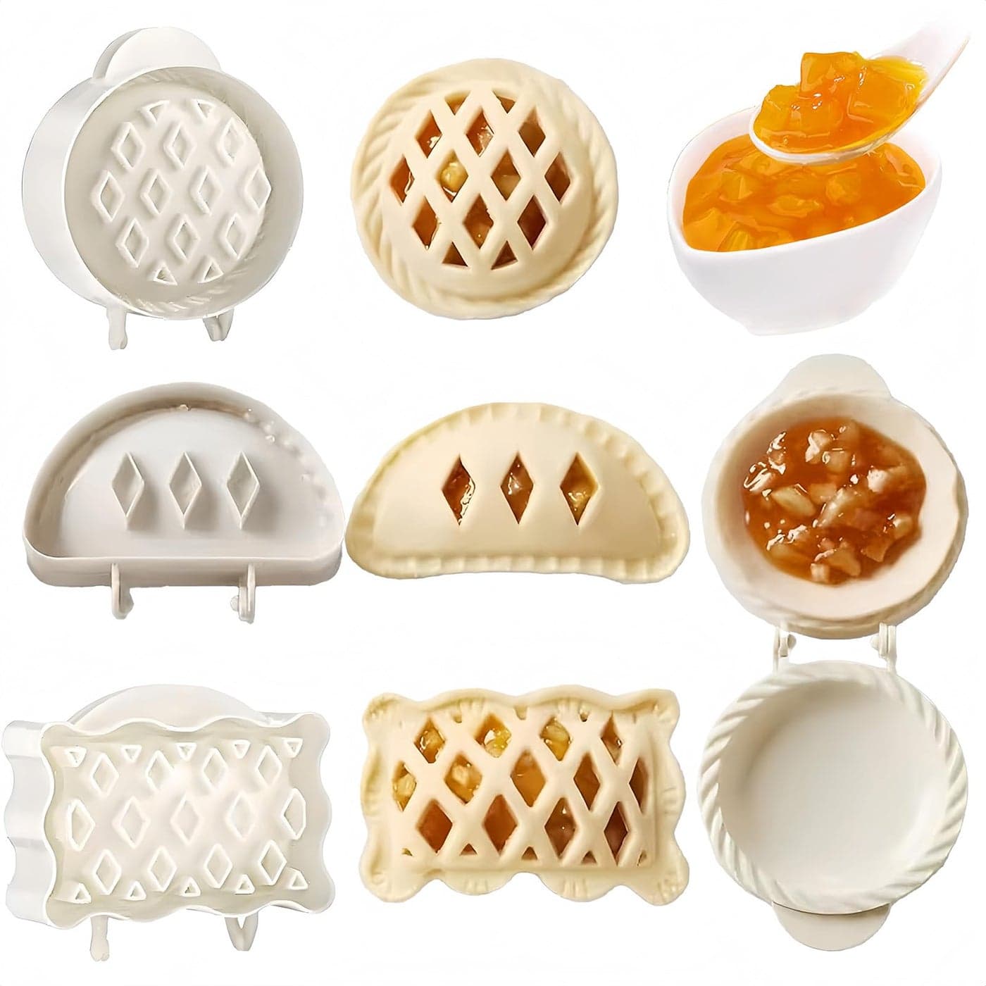 Dough Presser PocketMini Pie MoldsOneHanded Cookie Maker 3 Shape Christmas Handmade Pie MoldsRound Pie Mold