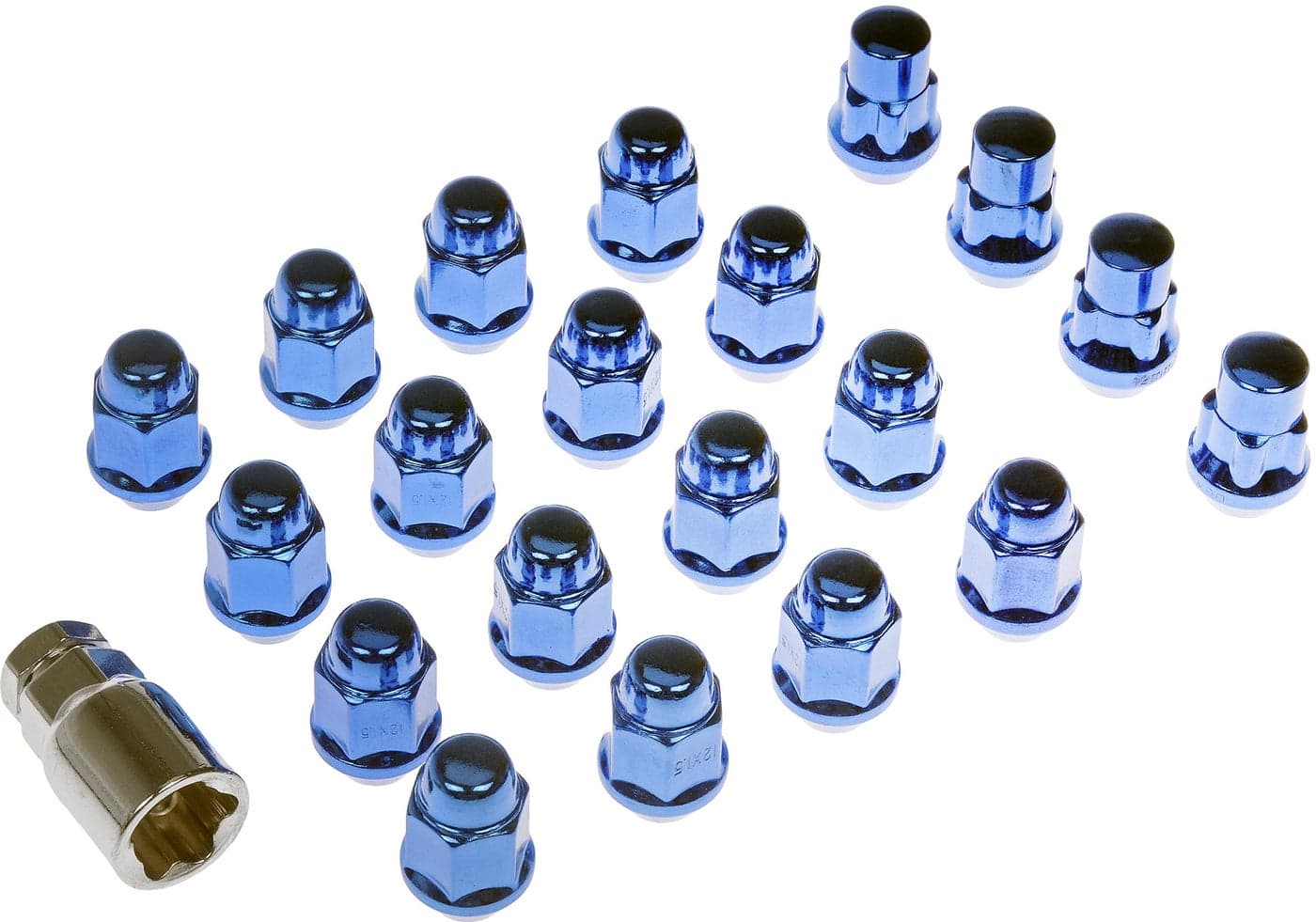 Dorman 711-342 Blue Chrome Acorn M12-1.50 Compatible with Select Chevrolet / Dodge Models, 20 Pack