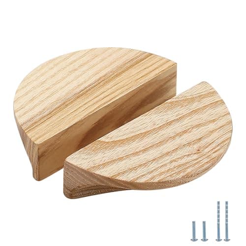 Evionlin 47 inWhite Ash Wood 4 Pair Circular Wood Grain Cabinet Drawer Handles