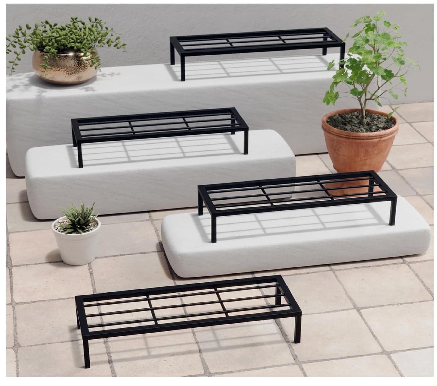 Plant Stands For Outdoor Balcony Anti-Rust Pot Stand For Outdoor & Indoor Planters | Gamla | Flowerpot Gamla Stand | Plant Stands For Balcony Decoration | Black Color | 24 Inch , Pack of 4)