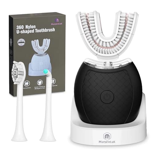 Magentak Electric U Shaped Toothbrush for Adult,Ultrasonic Tooth Brush has 23760 Nylon Bristles,360 Degree Automatic Cleaning and 3 Modes Standard, Fast, Ultra Fast(Black)