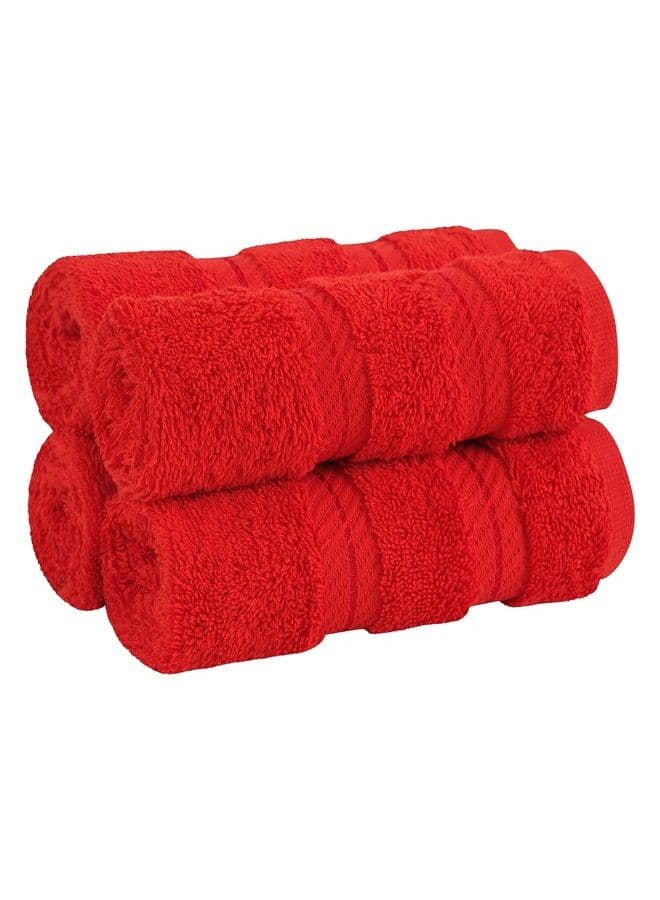Luxury Washcloths for Bathroom, 100% Turkish Cotton Washcloth Set of 4, 13x13 in Soft Washcloths for Body and Face, Wash Rags for Kitchen, Baby Washcloths, Red Washcloths