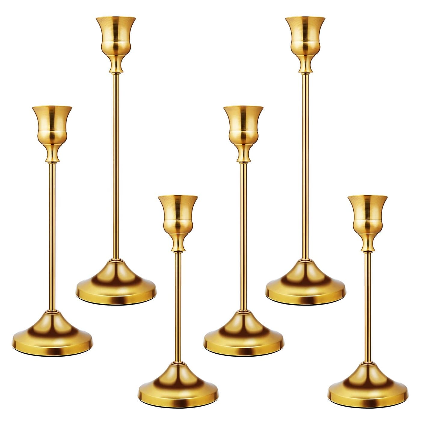 Candlestick Holders 6 PCS Metal Taper Candle Holders KSWING Gold Candle Stick Holders Set Perfect for Table Centerpiece Mantel Party Wedding Christmas Home Decor Set of 6