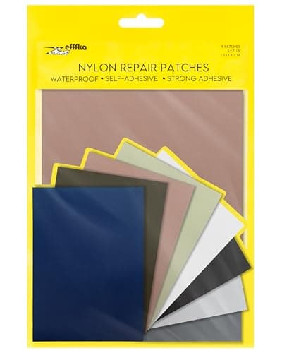 ZEFFFKA Nylon SelfAdhesive Repair Patches 8 Pack Waterproof Durable 5x7 Inch Fabric Patches for Jackets Tents Backpacks Sleeping Bags Clothing 8 Assorted Colors No Ironing Easy Fix