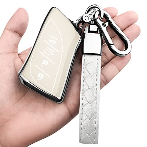Sindeda for Lexus Key Fob Cover With Keychain TPU Full Protection Key Shell Case Compatible with Lexus 2018-2024 ES350 LC500 LC500h LS500 LS500h 2019-2024 UX200 UX250h ES300h 2020-2024 GX460 (White)