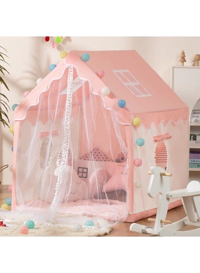 Large Kids Tent House Indoor, Kids Play Tent, Indoor Princess Castle Game Toy House for Fun and Imaginative Play kids play tent house,Birthday Party Decoration, 120*100*130cm, Pink