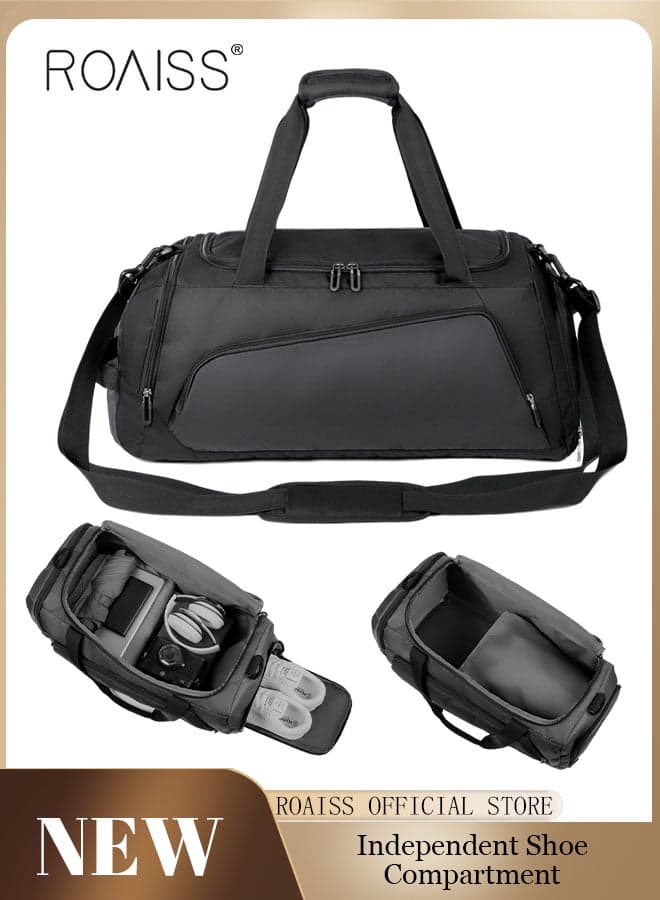 Unisex Large Capacity Duffel Bag Outdoor Sports Portable Fitness Bag Dry and Wet Separation Shoulder Bag with Independent Shoe Compartment Suitable for Short-Distance Travel for Men Women Multi-occasion Application of Sports Bag