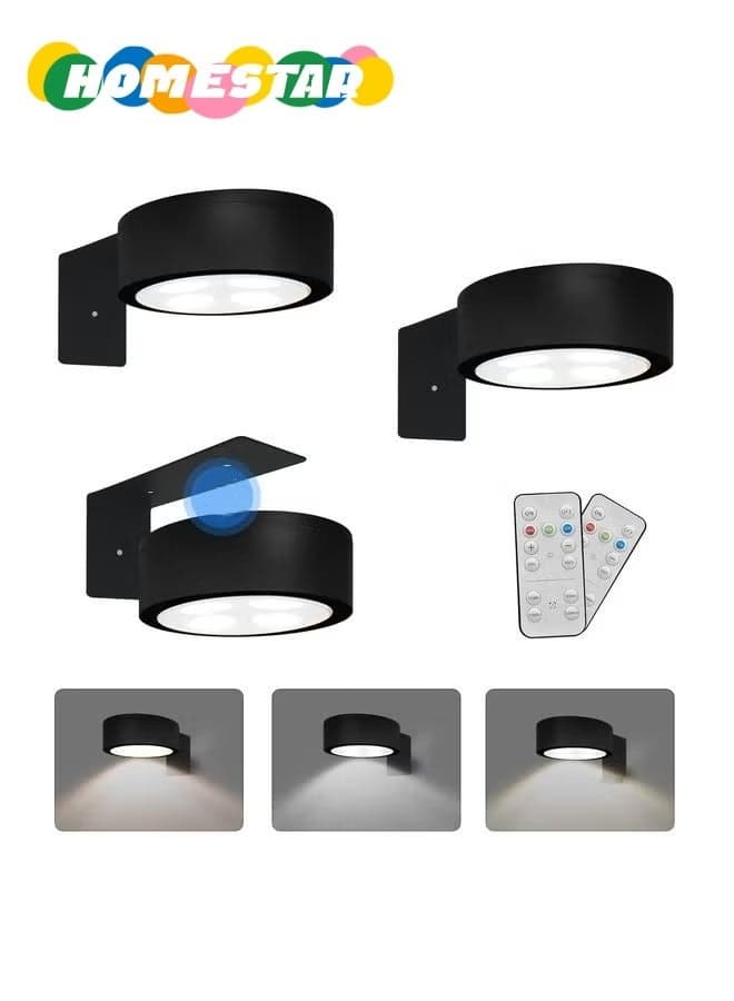 3-Pack Battery Operated Picture Light Magnetic Painting Light with 3 Lighting Modes,Remote and Dimmable Timer Art Display Light for Picture Artworking Frame Portrait,Wireless Wall Decor Puck Lights